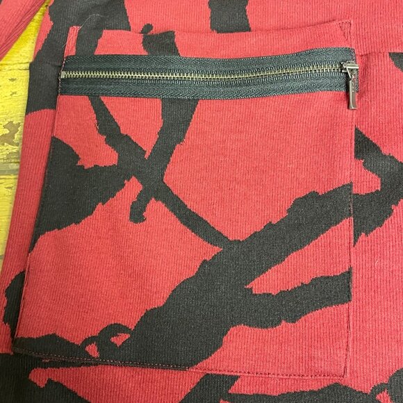 Chalet et Ceci Abstract Knit Stretch Sheath Dress Sz SM Contrast Pockets Artsy - Picture 5 of 8